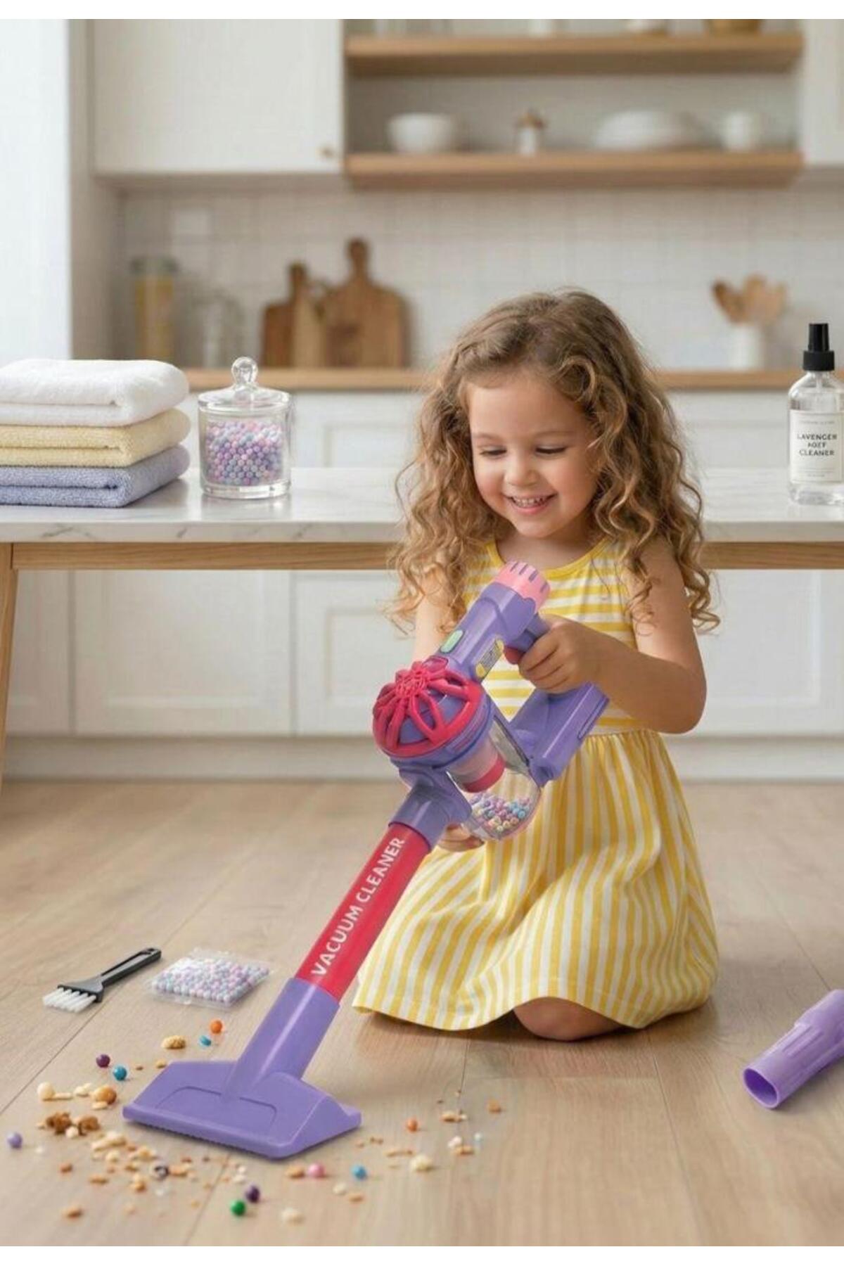 Tıfıl Toys Işıklı ve Sesli Pilli Oyuncak Dikey Süpürge - Boncuk