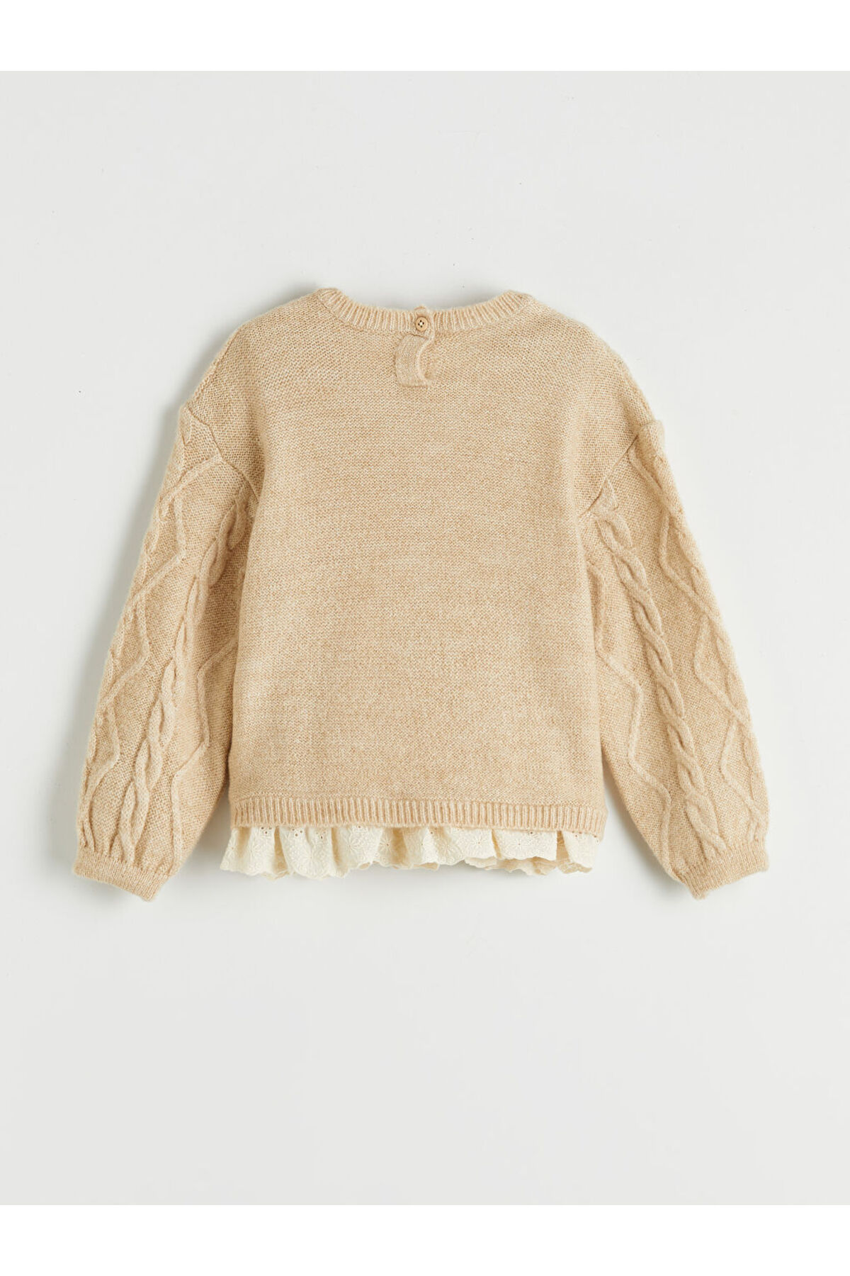 LC Waikiki Bej Bisiklet Yaka Kız Çocuk Triko Kazak fotoğrafı 2 (önizleme)