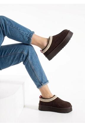 ALANCE Sere Yeni Sezon Mini Süet İçi Kürklü Tüylü Kalın Taban Terlik