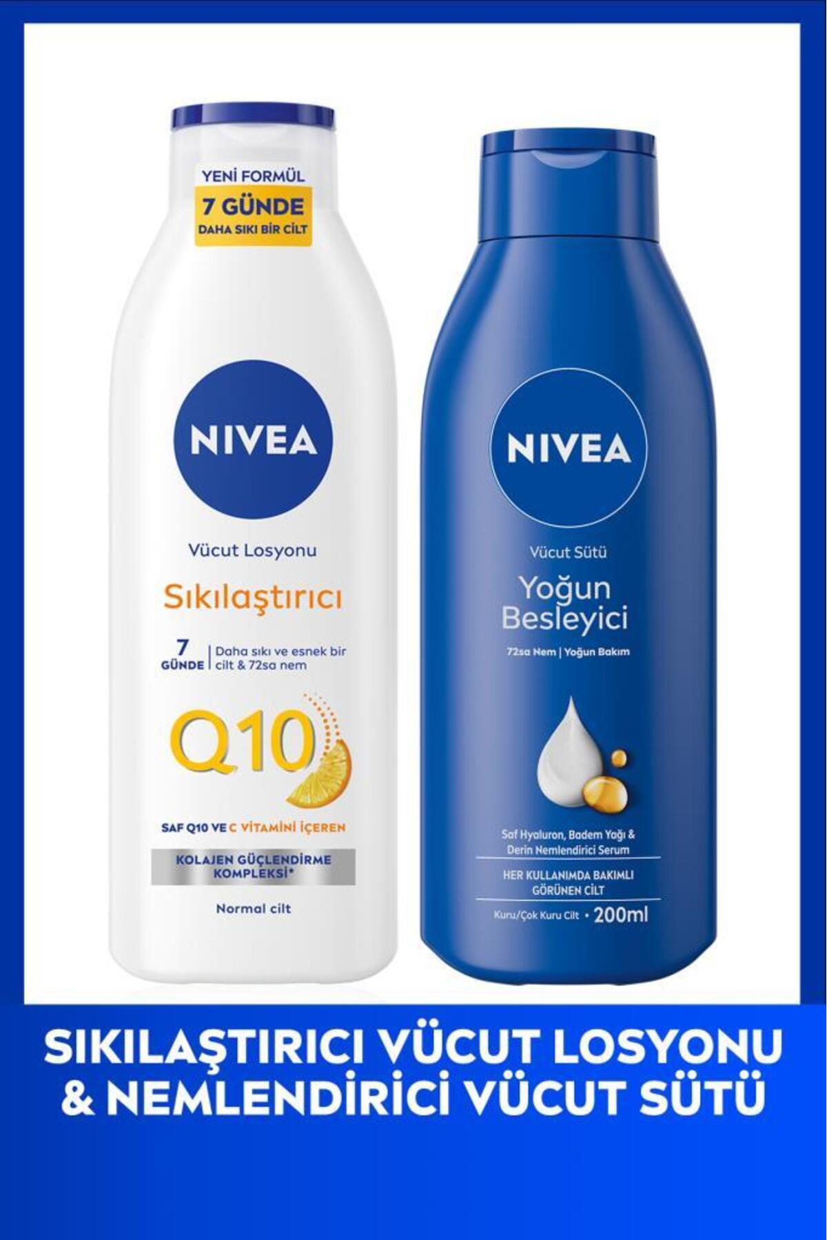 NIVEA Q10 7 Günde Sıkılaştırıcı Vücut Losyonu 250ml ve Yoğun Besleyici Bakım Sütü 200ml, Kuru Cilt — SET.NVE.1382