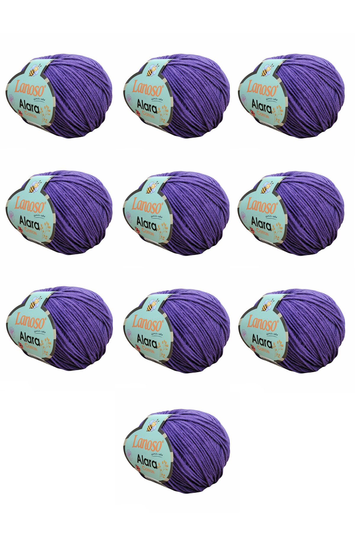 Alara Cotton 10-Pack50 g 140 m Cotton and Acrylic( 944 )Amigurumi and Knitting Yarn