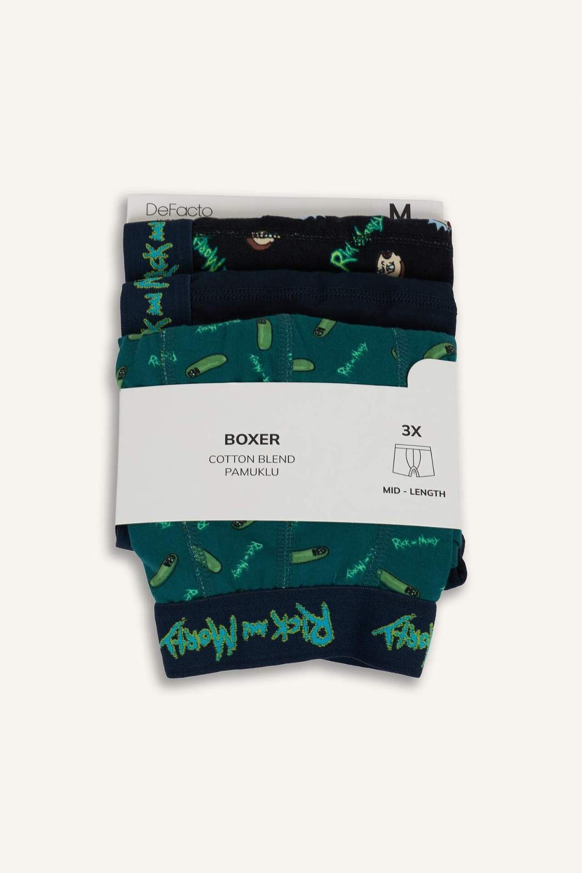 DeFacto Rıck and Morty Regular Fit 3'lü Boxer G8354AX26SP görsel 7