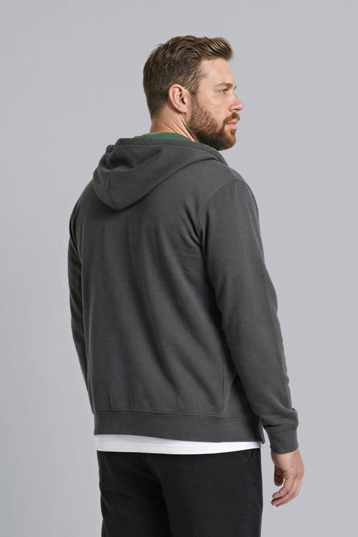 DeFacto %100 Pamuk Büyük Beden Kapüşonlu Fermuarlı Sweatshirt H2059AX26SP görsel 3