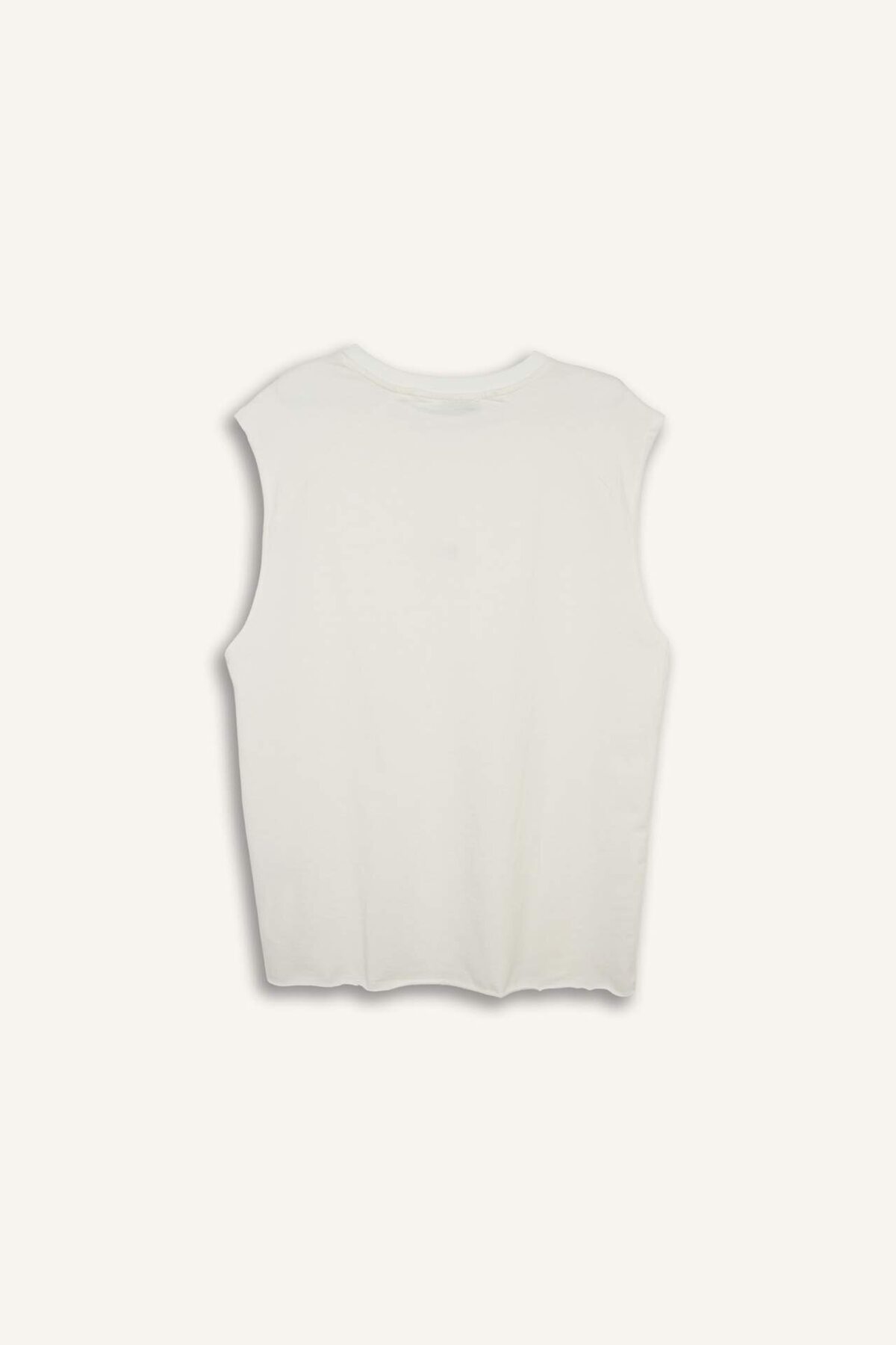 DeFacto %100 Pamuk Boxy Fit Slogan Desenli Bisiklet Yaka Atlet H3629AX26SM görsel 3