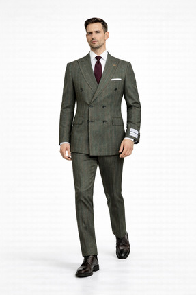 PARLAMENTER Fabio Cassel Kurvaze Takım Elbise Erkek Premium Slim Fit Çizgili ...