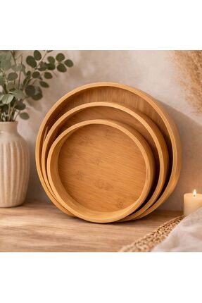 Parla BAMBU 3LÜ YUVARLAK TEPSİ