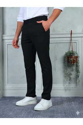AYRES GİYİM ERKEK LİKRALI KUMAŞ PANTALON MEVSİMLİK SİYAH SLİM FİT-DÖRT CEP