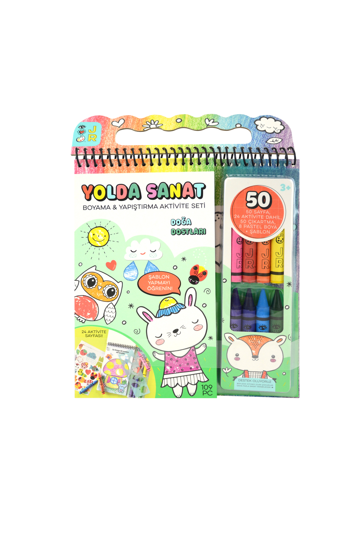 ECO-FRIENDLY PAINTING AND GLUING ACTIVITY SET (INCLUDING 50 PAGES OF 8 CRAYONS)