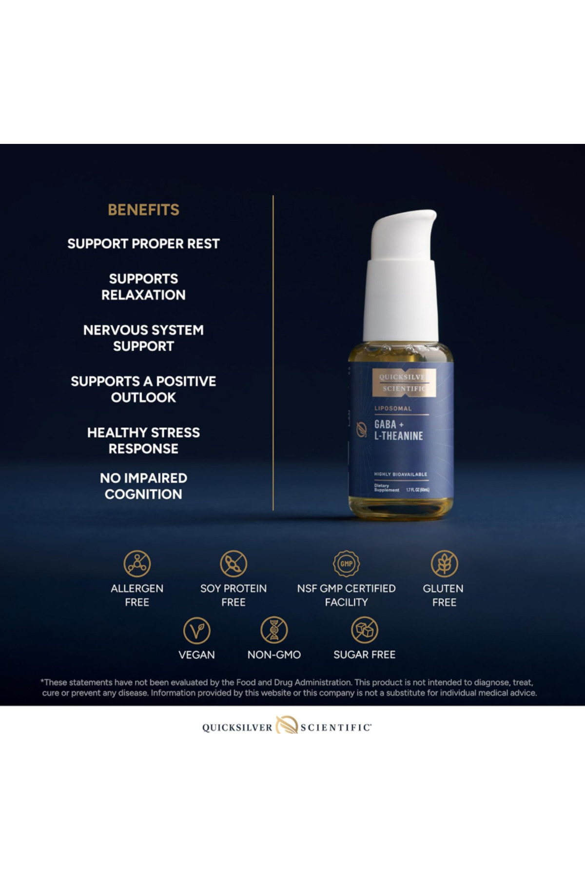 Quicksilver Scientific Liposomal GABA + L Theanine - Calm, Stress