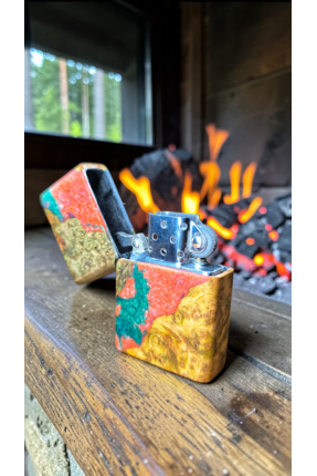 precious Ambonya Ağacı & Epoksi Özel Tasarım Benzinli Çakmak