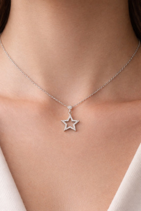 liore dünyası 925 Ayar Gümüş Zirkon Taşlı Yıldız Kolye – Minimal Kadın Kolye