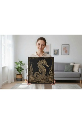 STORi Ahşap Denizatı Marin Duvar Tablosu - Vintage Marin Temalı Lazer Kesim D...