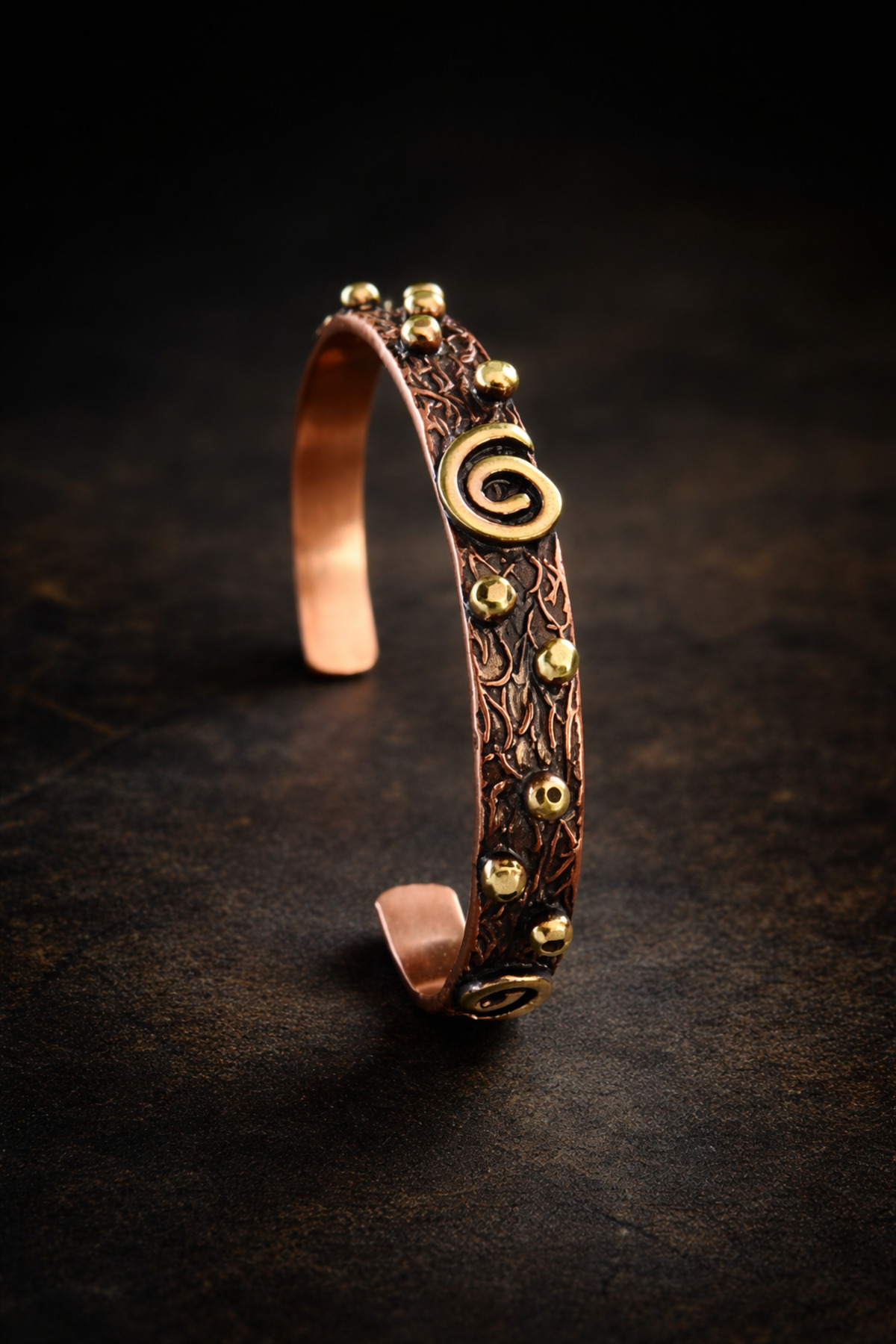 Women's Copper Bracelet G Motif Embossed Pure Copper Bracelet Clamp
