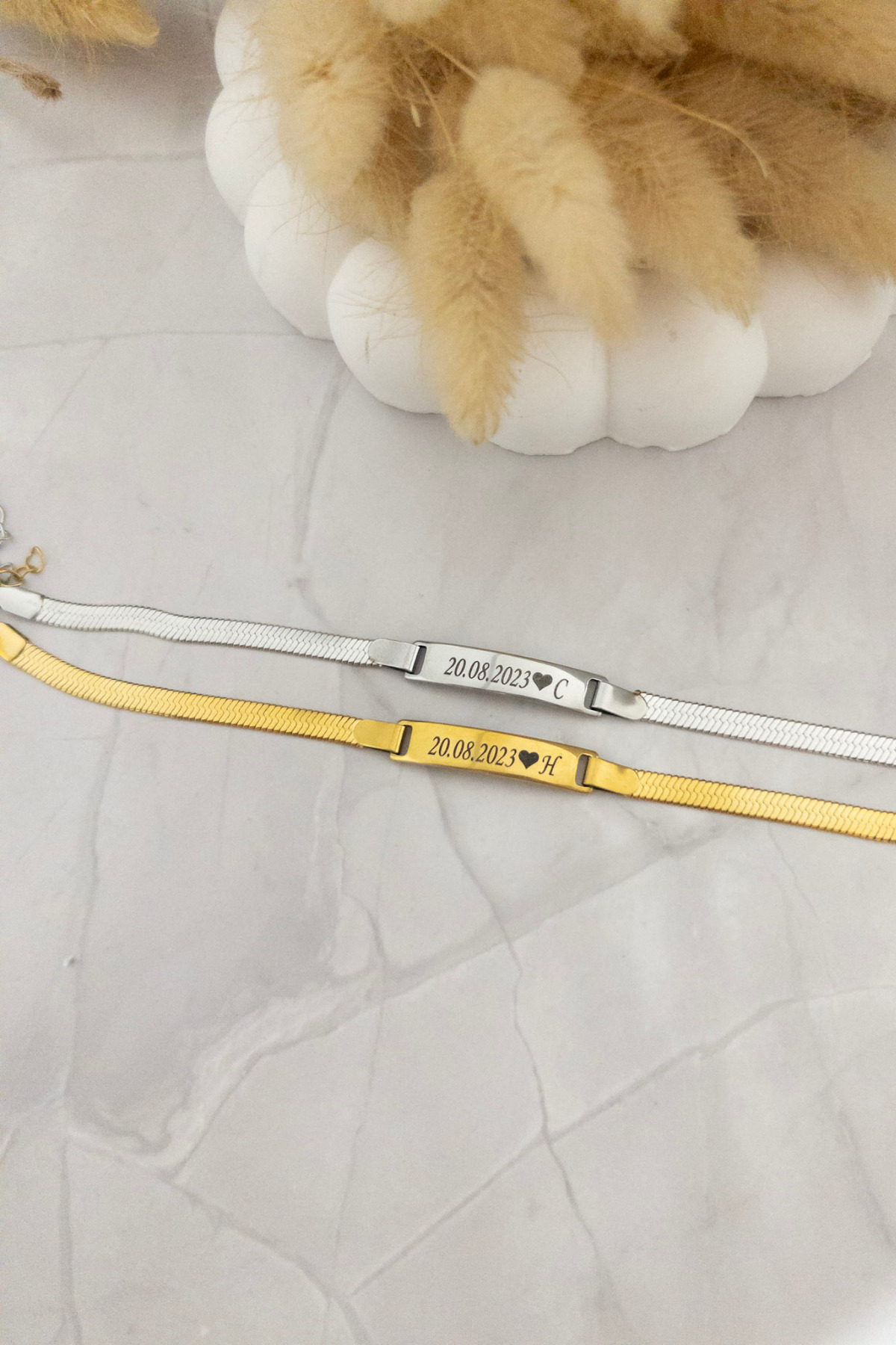 Personalized 2-Pairs Dear Bracelet – Double Bracelet with Name and Date
