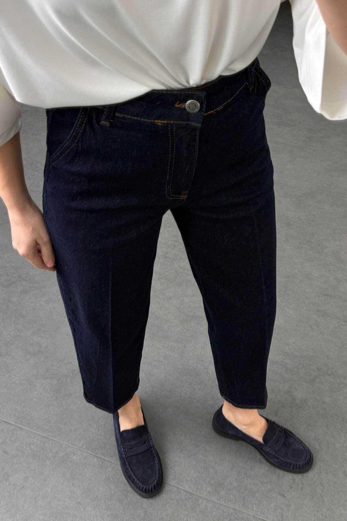 5in1Canpolat  Rins Yıkamalı Yüksek Bel Tensel Baggy Jean 3001 - Görsel 3