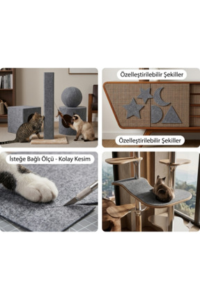 Dekofix Kendinden Yapışkanlı Açık Füme Kedi Tırmalama Halısı – 50x100 cm