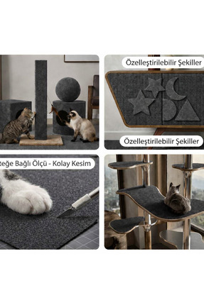 Dekofix Kendinden Yapışkanlı Antrasit Kedi Tırmalama Halısı – 50x100 cm