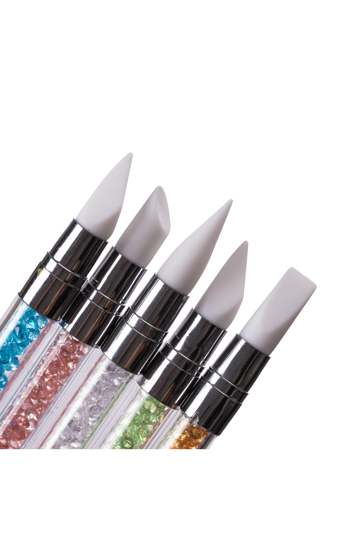 5'li Profesyonel Silikon Uçlu Nail Art Şekillendirme ve Düzeltme Fırçası NL-0628 — Fırça-NL_0628 — تصویر 2 از 3