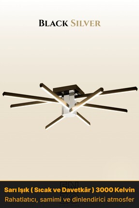 ENZO LIGHT Nova 8 Silver 3000K LED Tavan Avize – Kumandalı Dim Edilebilir – A...