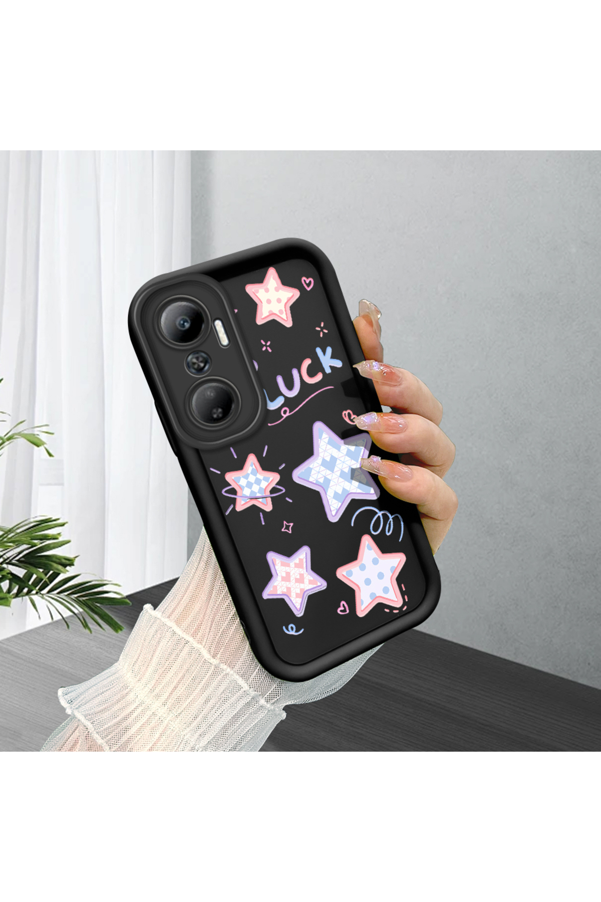 Infinix Hot 20 Compatible Colorful stars Pattern Slim Soft Silicone Phone Case with Camera Protection