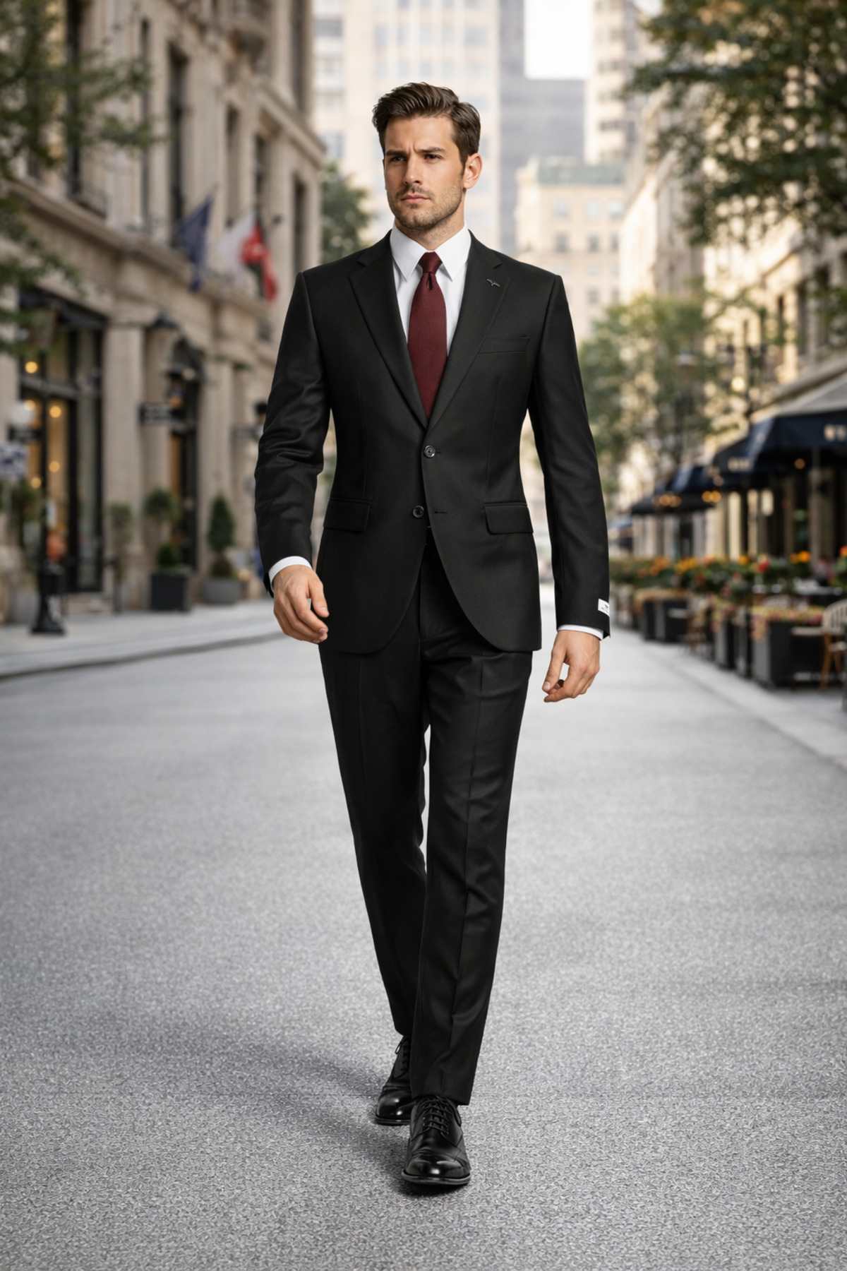 FABIO CASSEL  Erkek Klasik Takım Elbise Siyah – Rahat Kalıp, Premium Kumaş - Görsel 2