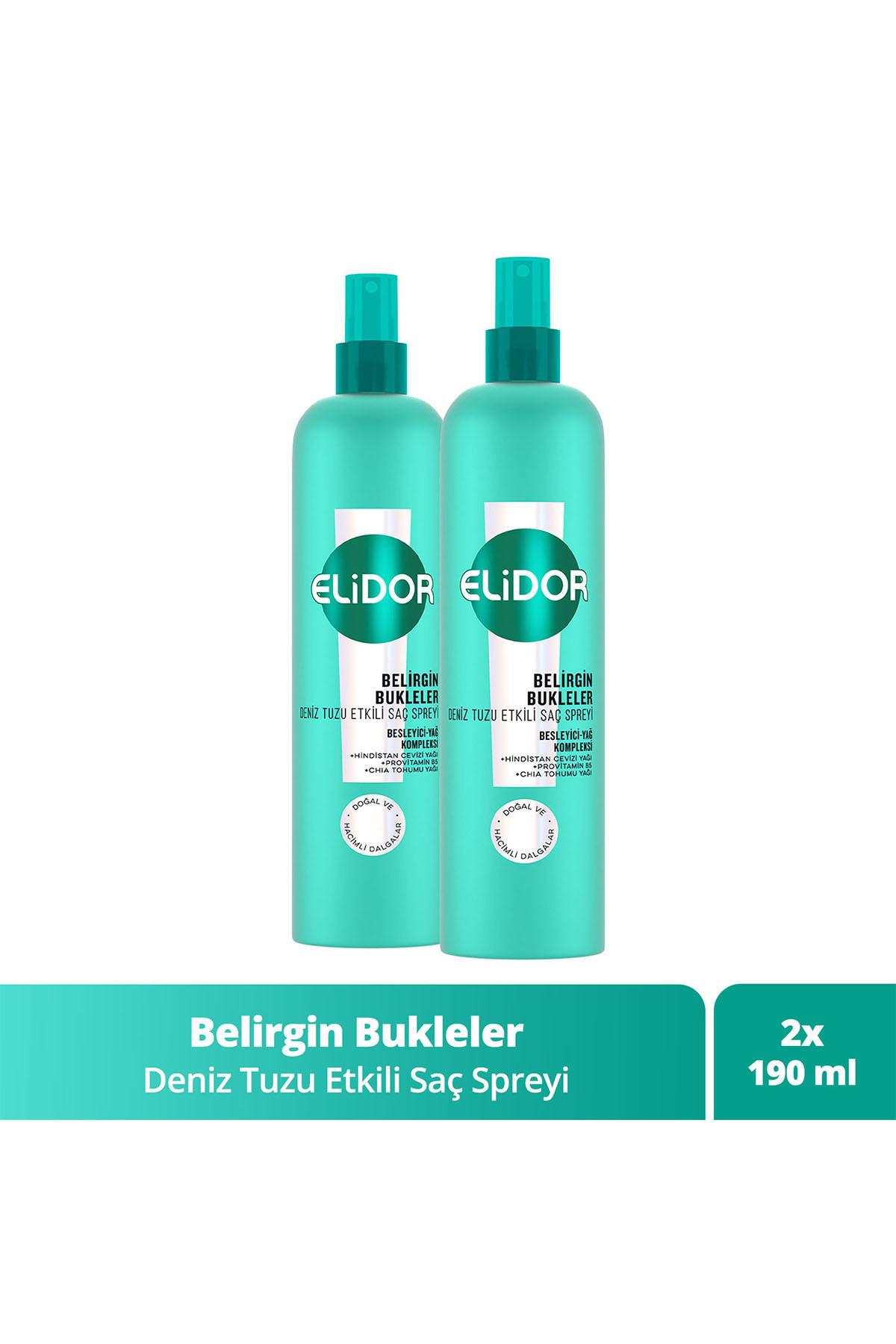 Elidor Deniz Tuzu Etkili Saç Spreyi Belirgin Bukleler 190 ml x2 — SET.UNİ.10915