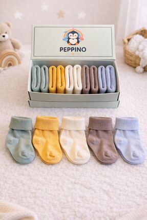 Peppino Organik Pamuk Unisex 5'li Kutulu Premium Yeni Doğan Bebek Çorabı