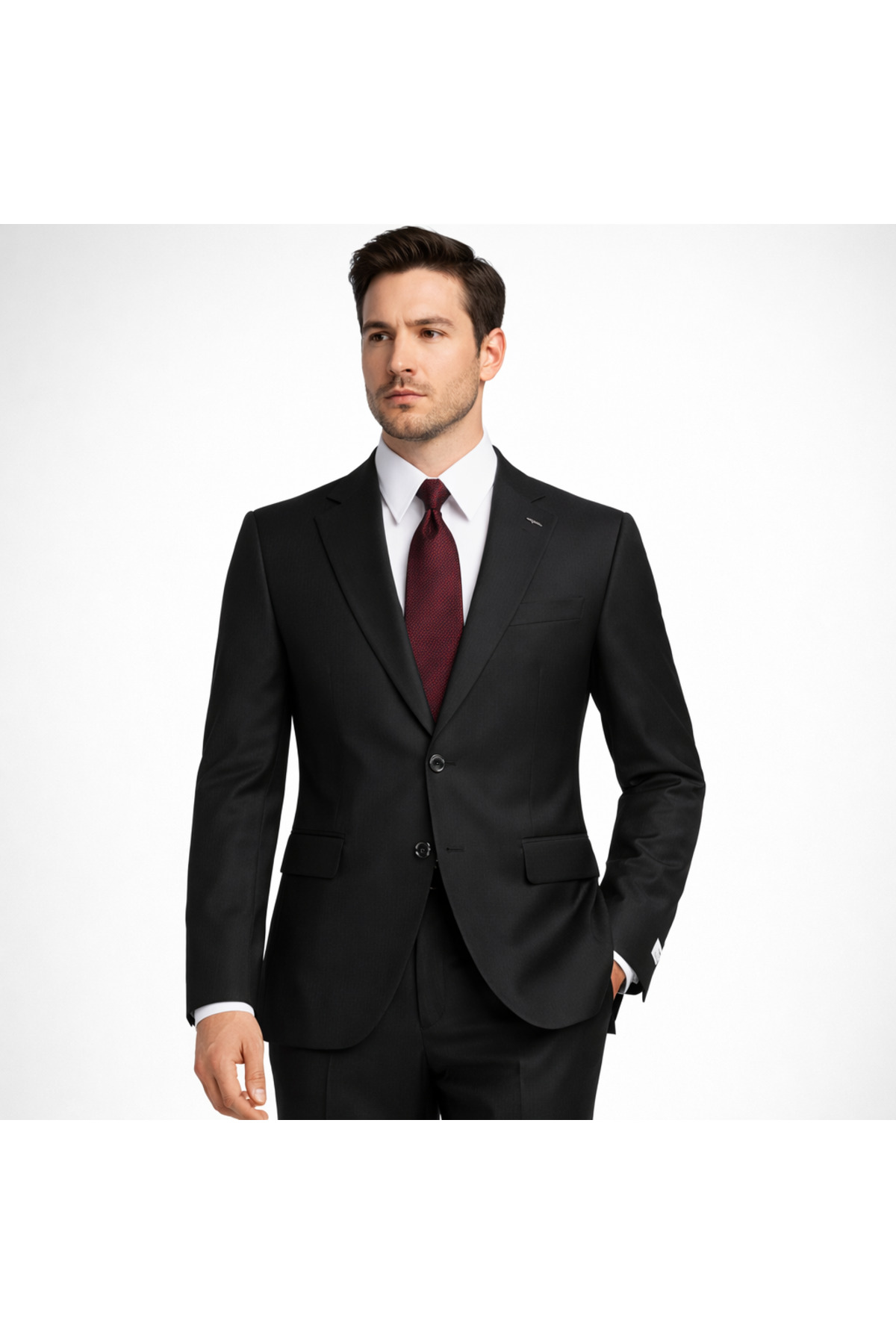 FABIO CASSEL  Erkek Klasik Takım Elbise Siyah – Rahat Kalıp, Premium Kumaş