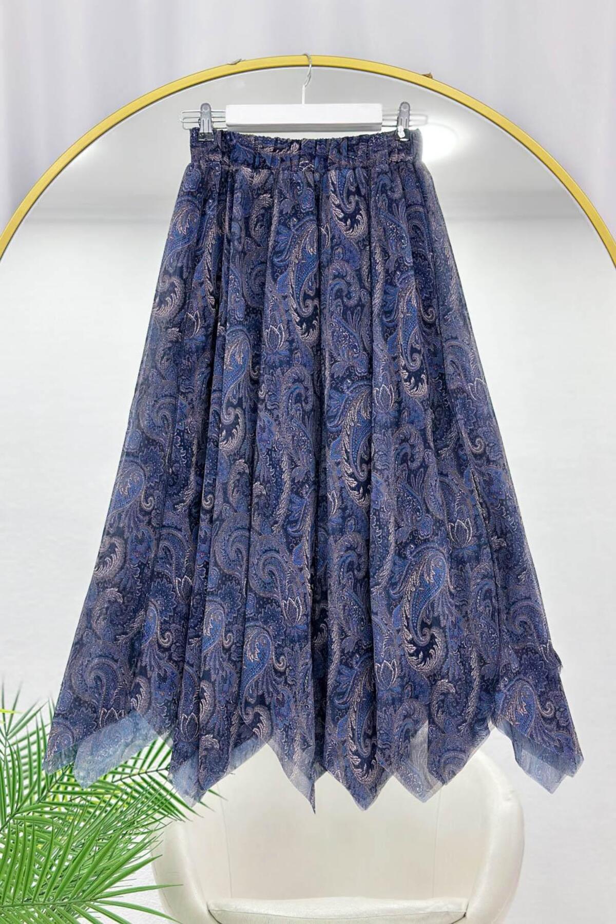VOLT CLOTHİNG ASİMETRİK KESİM ASTARLI ŞİFON ETEK
