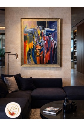 ELA ORJINAL YAĞLI BOYA SOYUT RENKLİ BOĞA