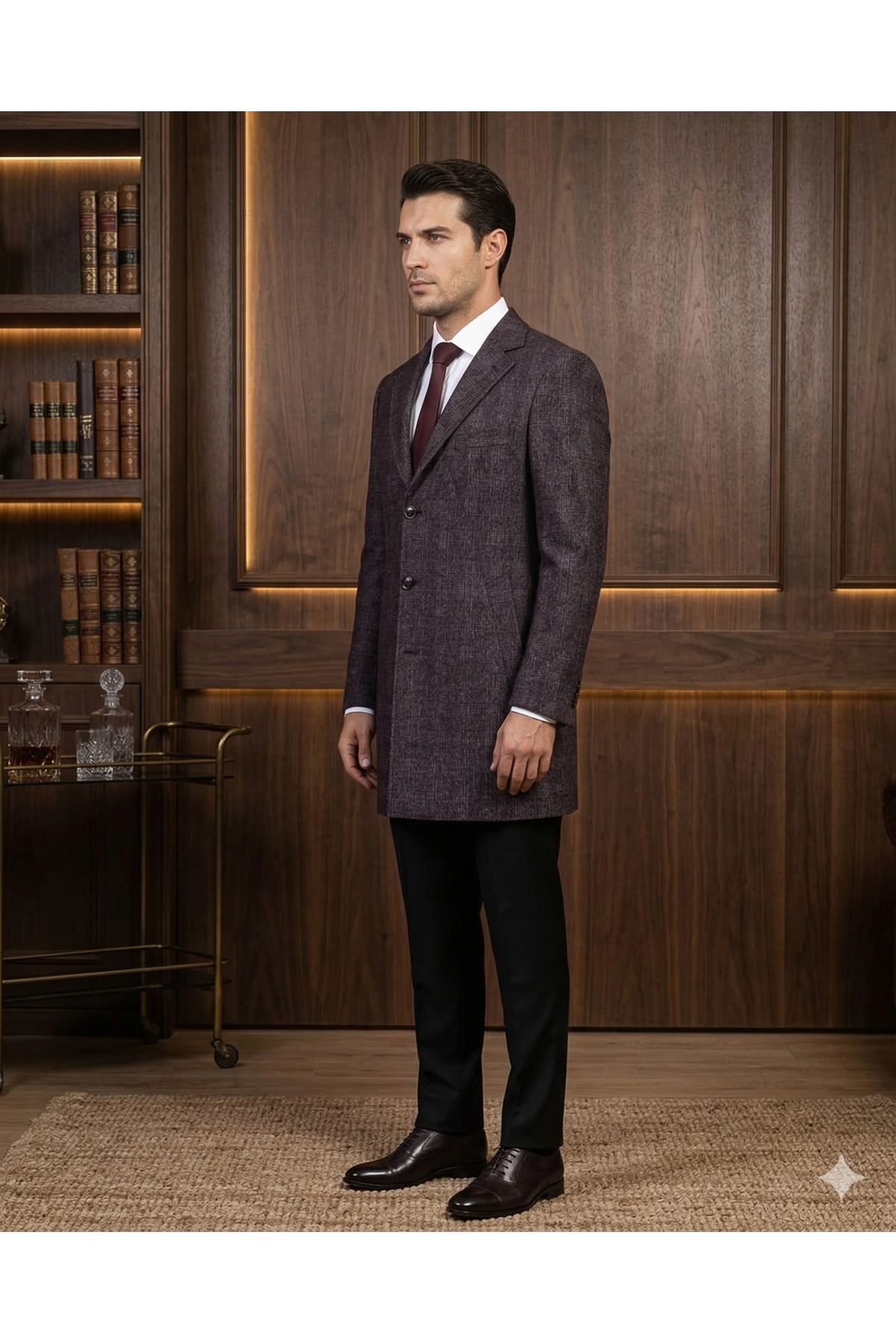 FABIO CASSEL  Uzun Ceket – 3 Düğmeli, Yan Cep Detaylı, Klasik Kesim Erkek Ceket - Görsel 2