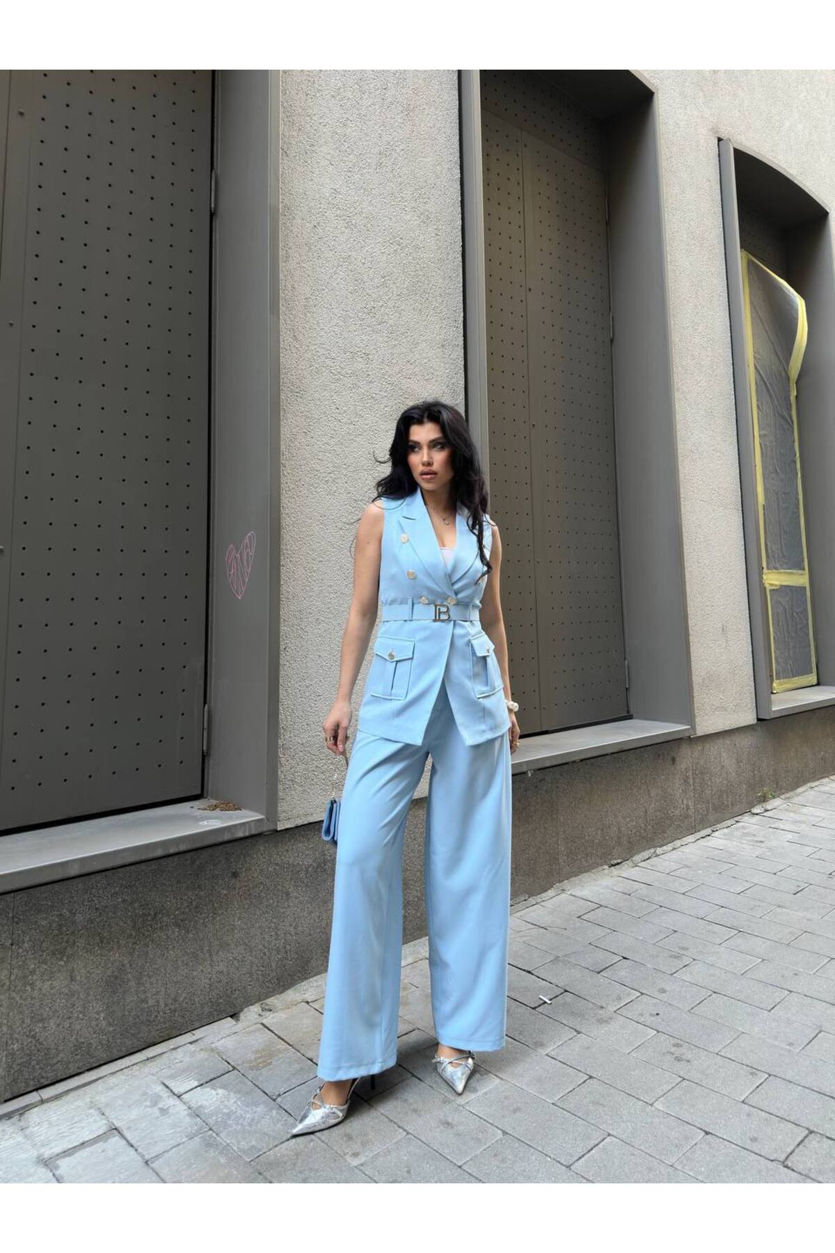 Costume tailleur femme avec ceinture B - Görsel 6