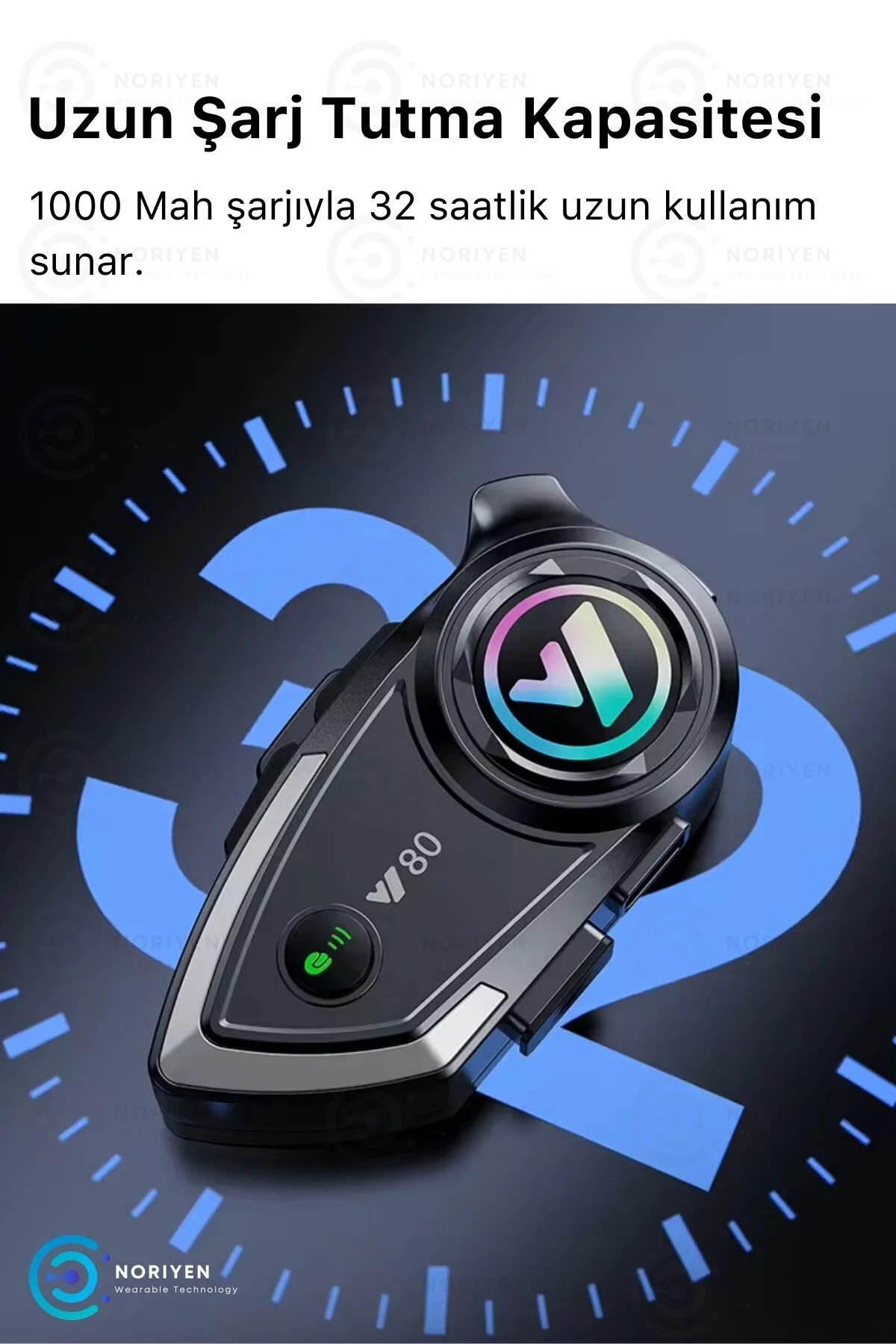 Y80 Yeni Nesil Motosiklet Kask Interkom Mikrofonlu Gürültü Engelleyici 5.3 Bluetooth Işıklı Kulaklık