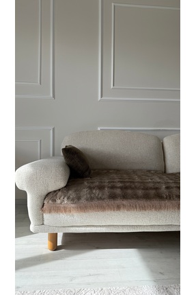 Hisar Home PÜSKÜLLÜ KABARIK PELUŞ YUMUŞAK TAVŞAN TÜYÜ KARE DESEN BOHEM KOLTUK...