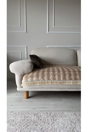 Hisar Home PÜSKÜLLÜ KABARIK PELUŞ YUMUŞAK TAVŞAN TÜYÜ KARE DESEN BOHEM KOLTUK...