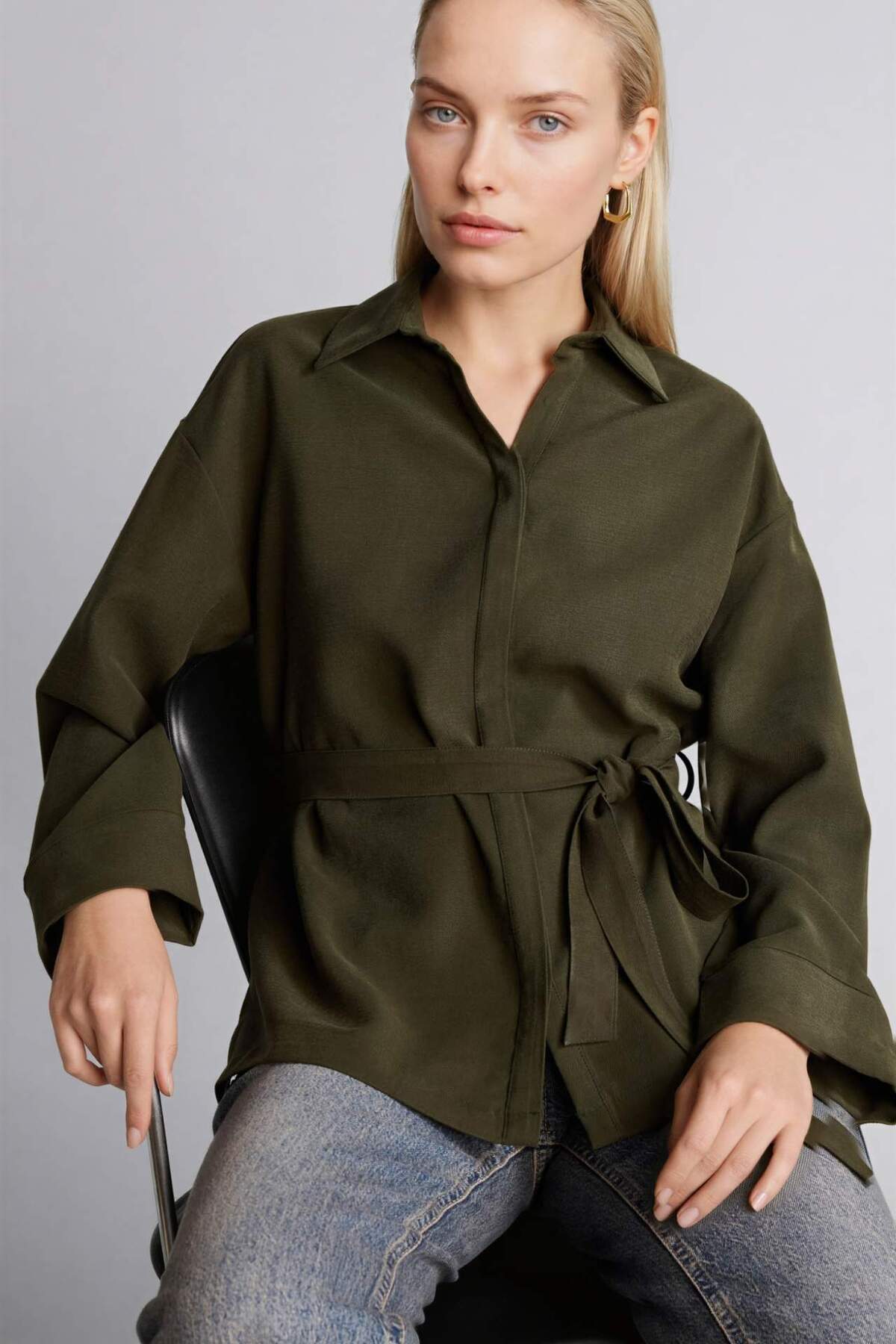 Defacto Relax Fit Shirt Collar Long Sleeve Shirt G9137Ax26Sp