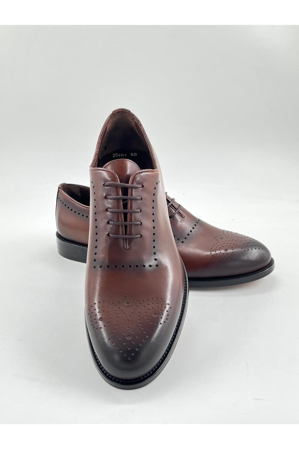 PATRICK CASSA  Erkek Kahve Deri Klasik Bağcıklı Ayakkabı Hafif Rahat Günlük Ofis Kullanım - Görsel 7
