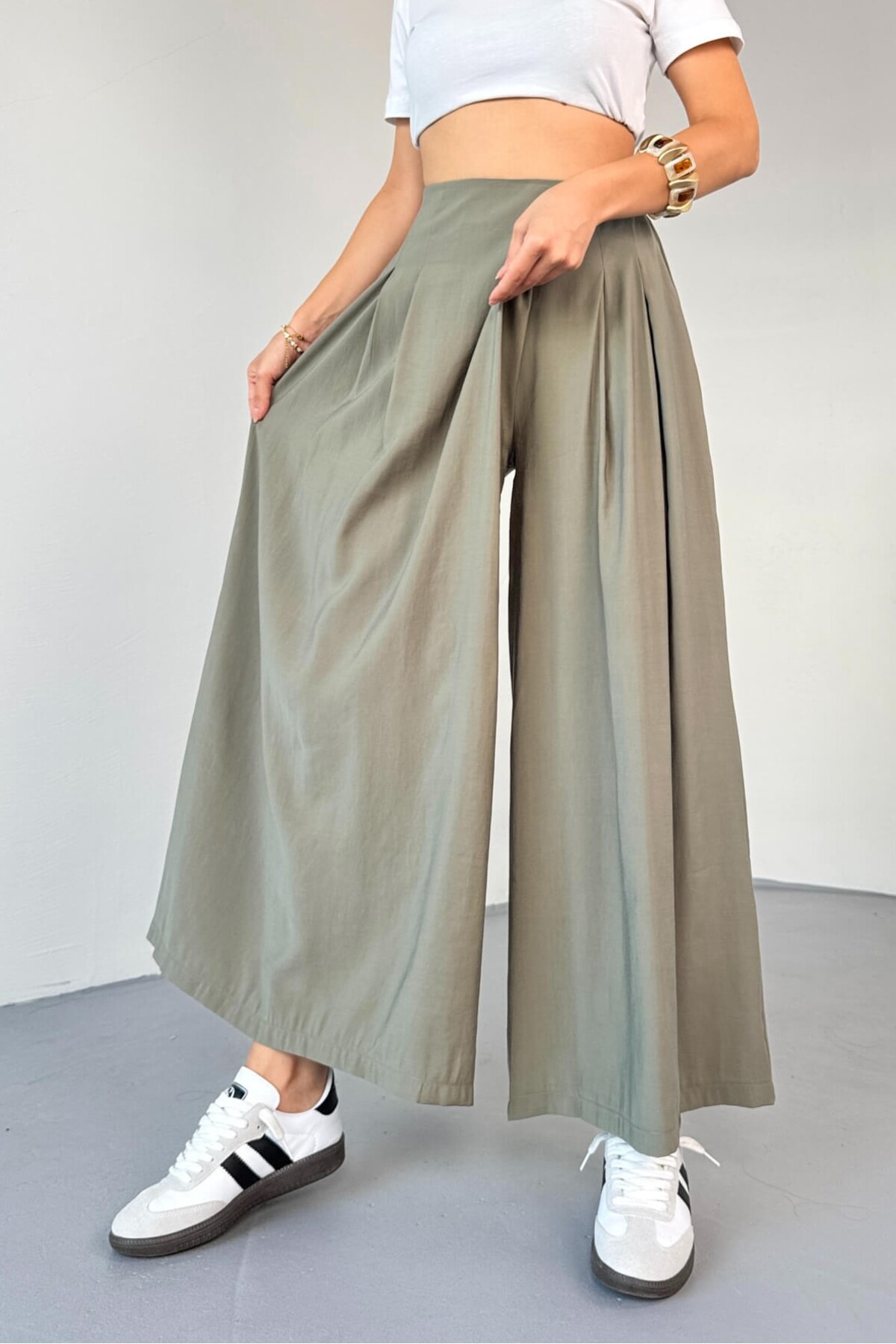 Suziş  PİLE DETAYLI BELİ LASTİKLİ ETEK PANTOLON 51204 - Görsel 5