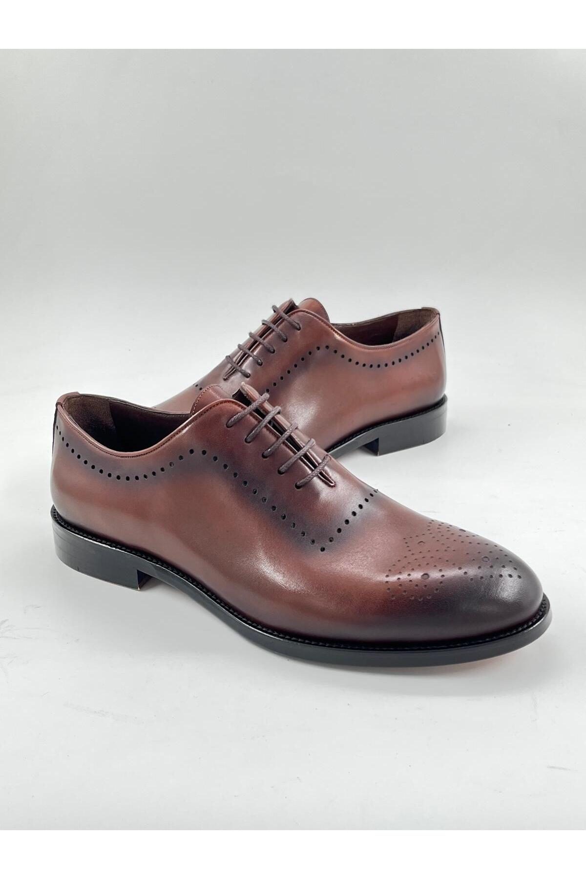 PATRICK CASSA  Erkek Kahve Deri Klasik Bağcıklı Ayakkabı Hafif Rahat Günlük Ofis Kullanım - Görsel 5