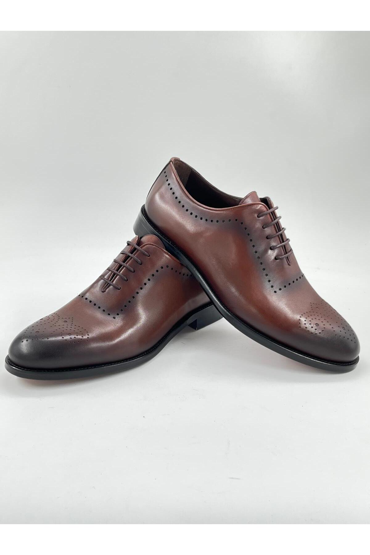 PATRICK CASSA  Erkek Kahve Deri Klasik Bağcıklı Ayakkabı Hafif Rahat Günlük Ofis Kullanım - Görsel 8