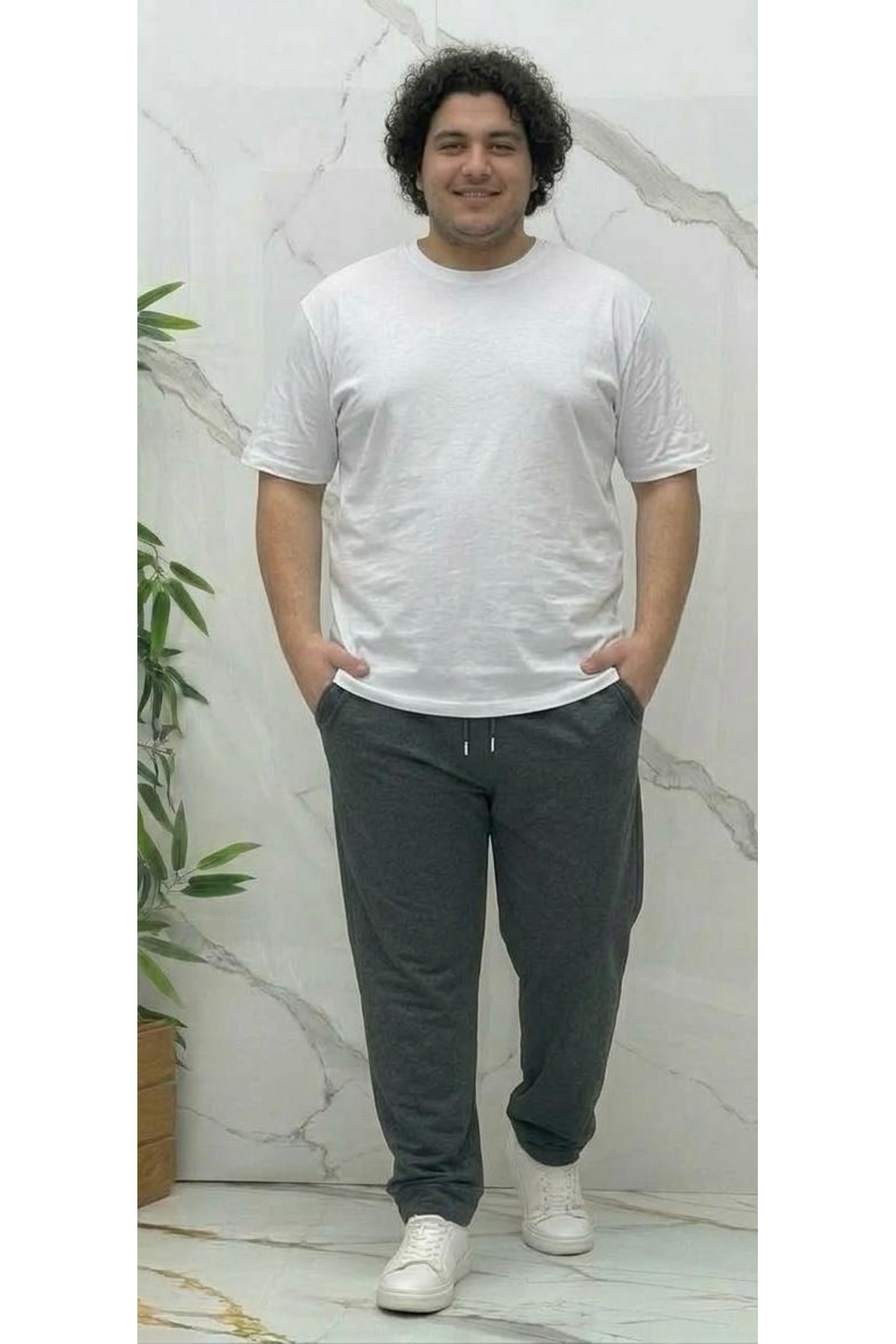 FİTGO Erkek Battal Baggy Model Antrasit Eşofman Altı