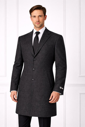 FABIO CASSEL Ekose Uzun Ceket – 3 Düğmeli, Yan Cep Detaylı, Klasik Kesim Erke...