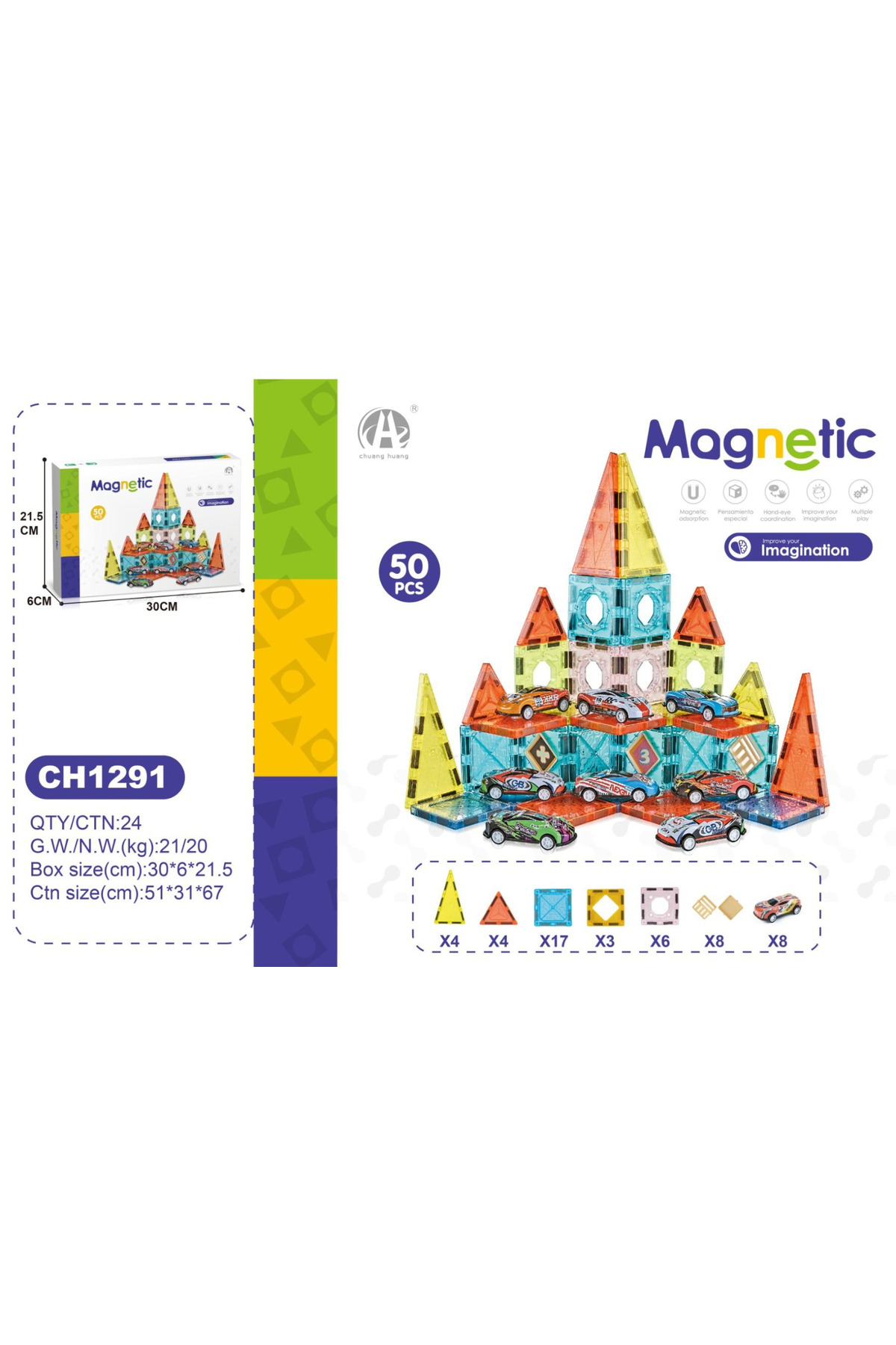 TOYFEST 43 Parça Manyetik Blok Seti – Eğitici Zeka Oyunu, Renkli 3D Yapı Oyuncağı 3+ Yaş I 5.5 cm fotoğrafı 5 (önizleme)