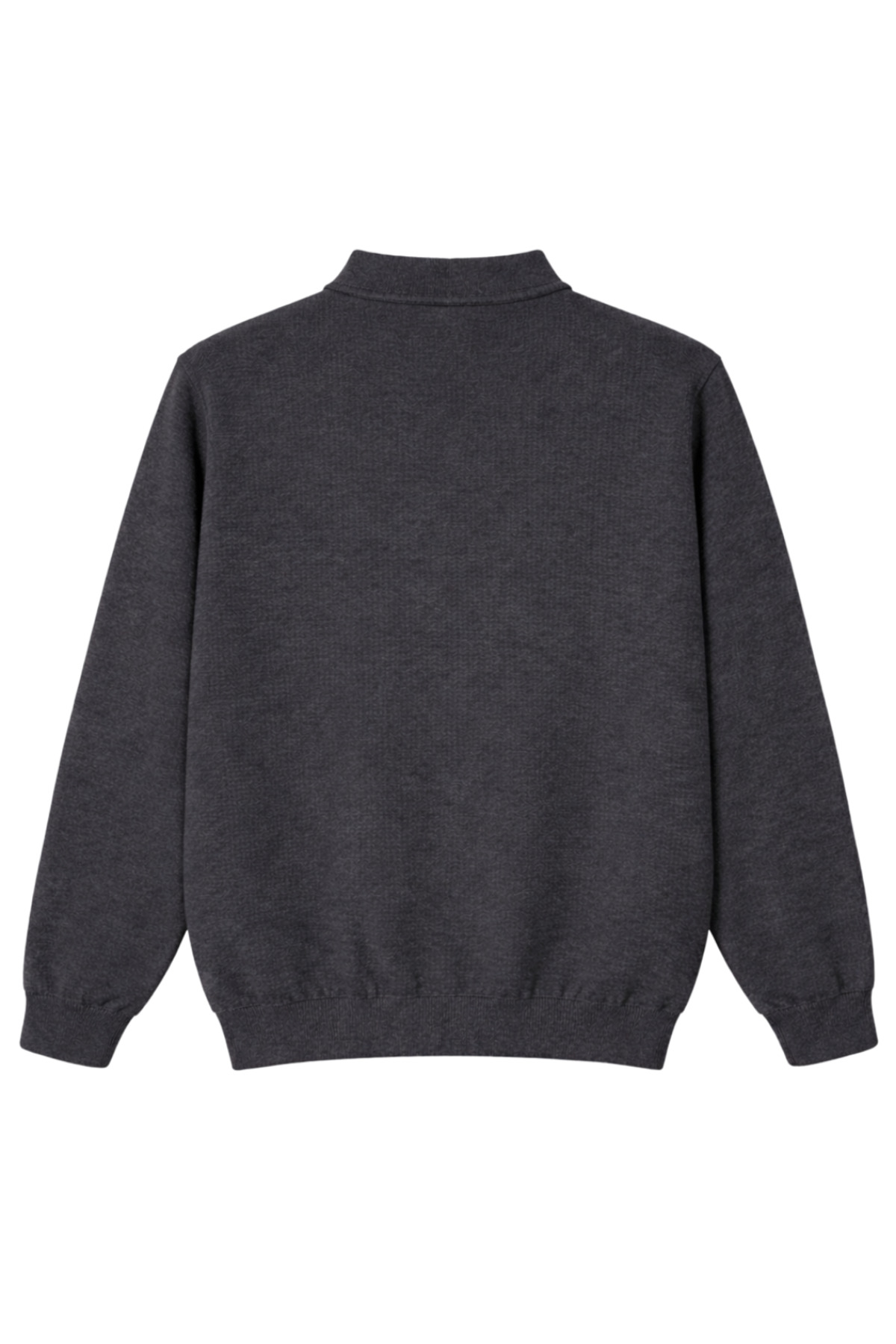 BattalModa Erkek Büyük Beden Antrasit Polo Yaka Fermuarlı Dokulu Triko Kazak 3XL-4XL-5XL-6XL görsel 5