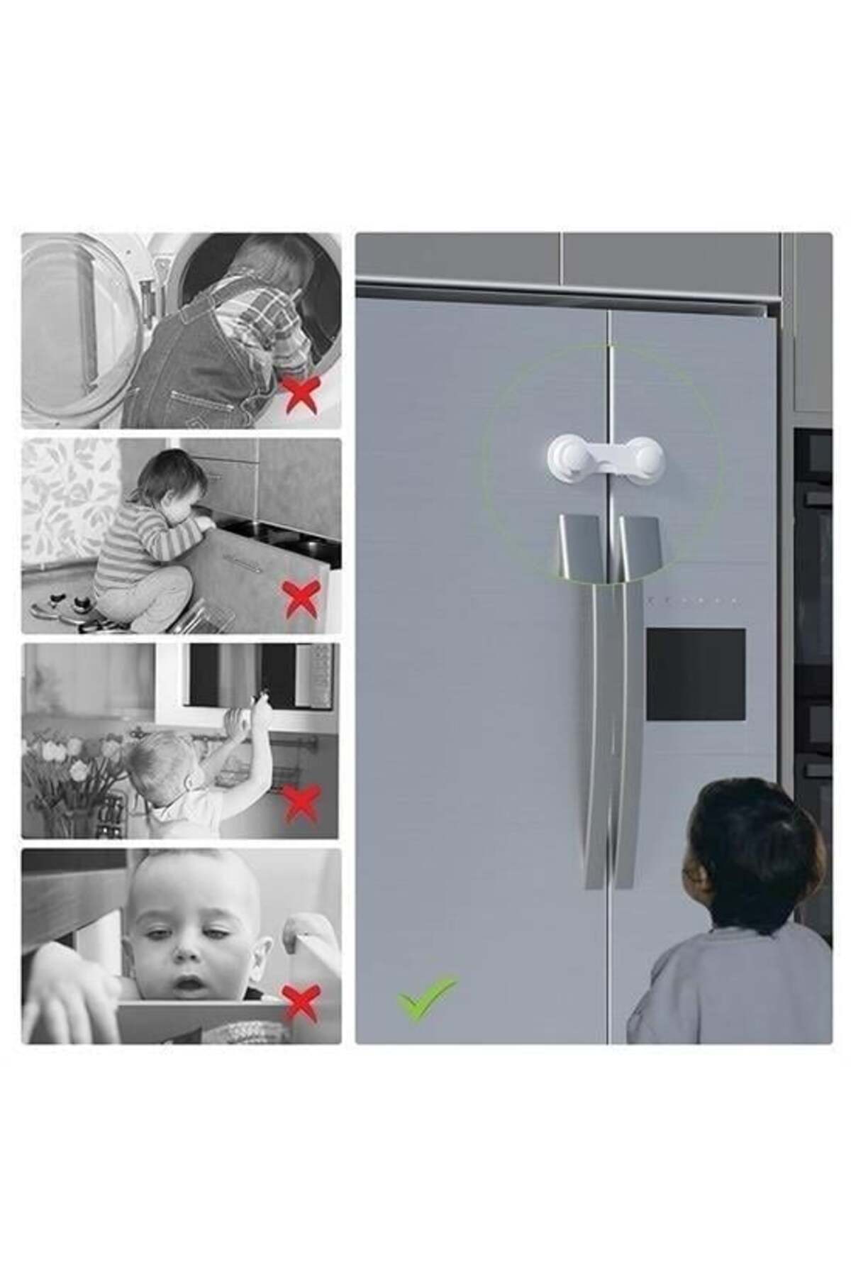 EkoAlışverişDünyam Bebek Çocuk Güvenliği Çekmece ve Dolap İçin Kendiliğinde Yapışkanlı Vidasız Kapak Kilidi fotoğrafı 4 (önizleme)