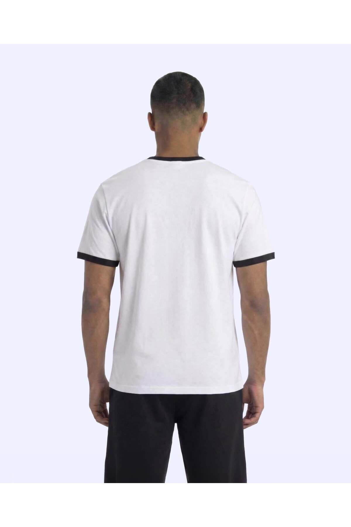 Kappa Logo Pawel Erkek Beyaz-Siyah Regular Tişört görsel 5