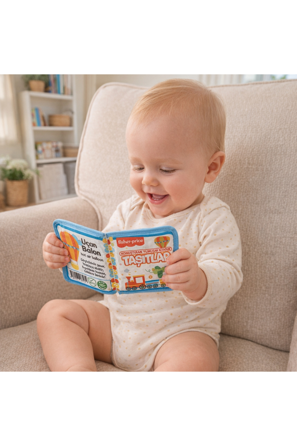 Fisher Price Konuşturan Bebek Kitabı Hışırtılı Sesli, Duyusal, Zeka Gelişim 0-3 Yaş Kitap Eğitim Seti (Taşıtlar) fotoğrafı 4 (önizleme)