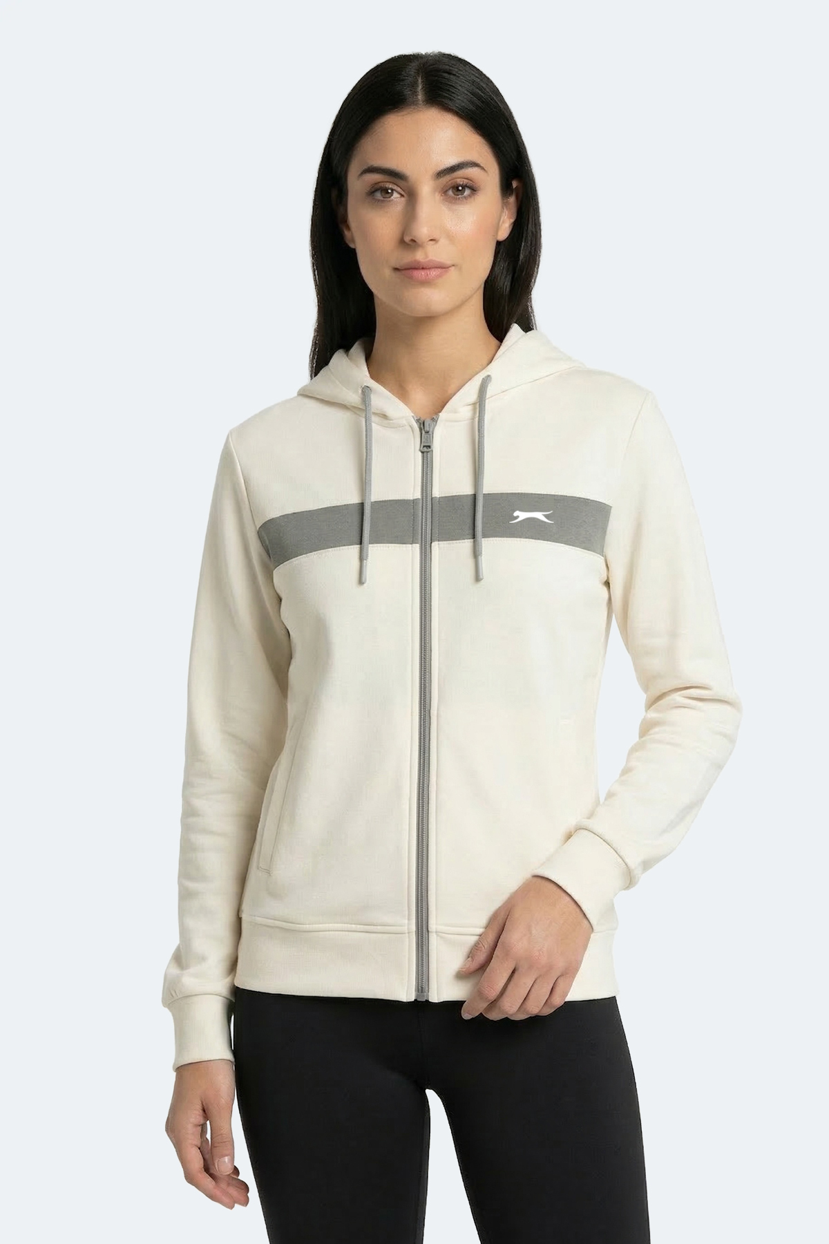 Slazenger KNOTTY I Kadın Kapüşonlu Cepli Ekru Sweatshırt