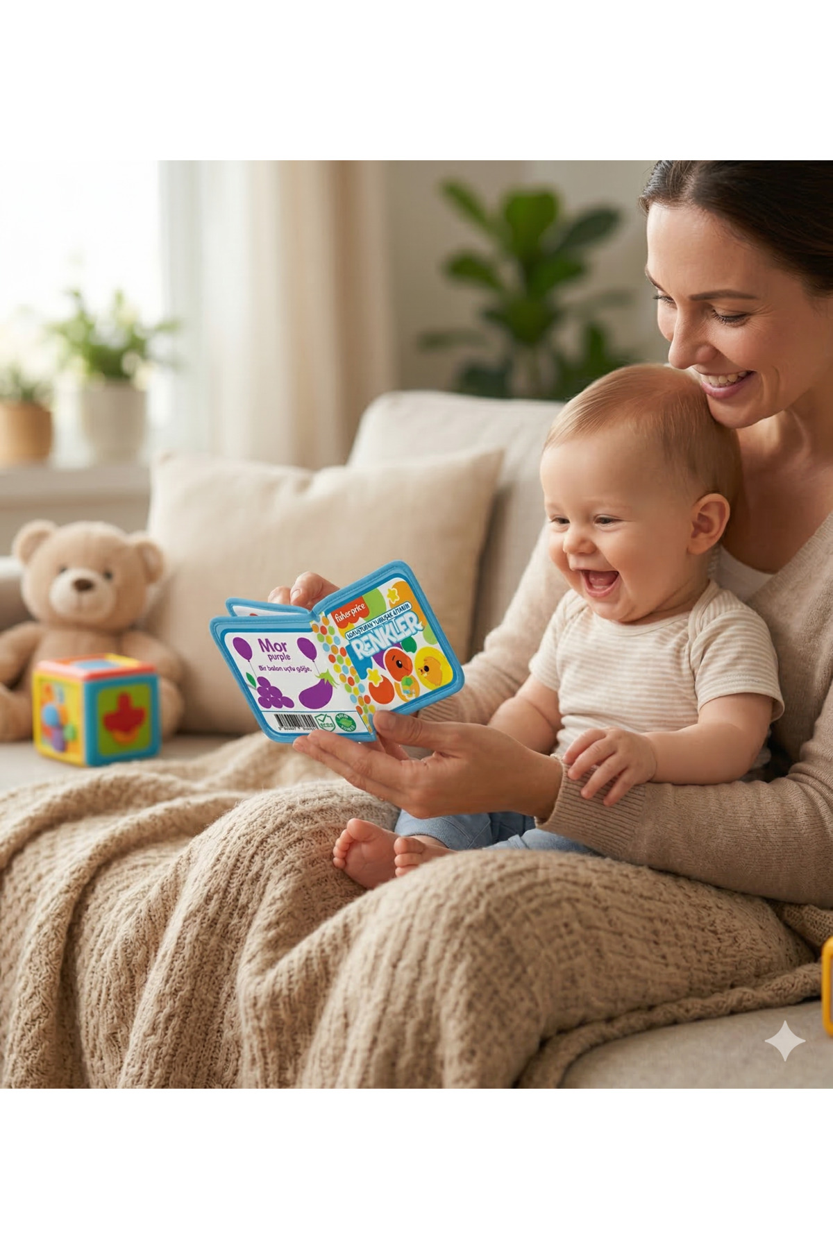 Fisher Price Konuşturan Bebek Kitabı Hışırtılı Sesli, Duyusal, Zeka Gelişim 0-3 Yaş Kitap Eğitim Seti (Renkler) fotoğrafı 5 (önizleme)