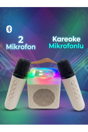 çınaroğlu avm 2 Mikrofonlu Karaoke Bluetooth Hoparlör Rgb Led Işıklı 5 Efektl...